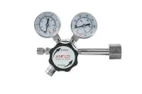 Регулятор баллонный одноступенчатый AMFLO R16LQDR нержавеющая сталь 6-ти портовый с 2-мя манометрами, давление на входе до 206 бар. с предохранительным клапаном CV-0.08