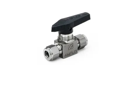 Шаровой кран AMFLO, SS-BV11,  угловой, нержавеющий SS316L, 206 bar, 2-х портовый / Ball valve SS-BV11 two elbow ports